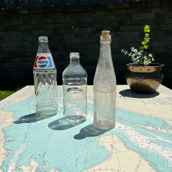 Vintage Set of Three Pepsi - Cola Glass Bottles - Picture 1 of 6